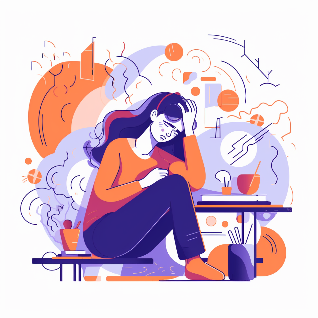 A female chess player pulling her hair in frustration
